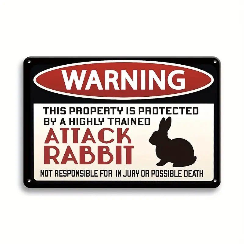 Warning Attack Rabbit Warning Sign Animal Lover Gift NZ
