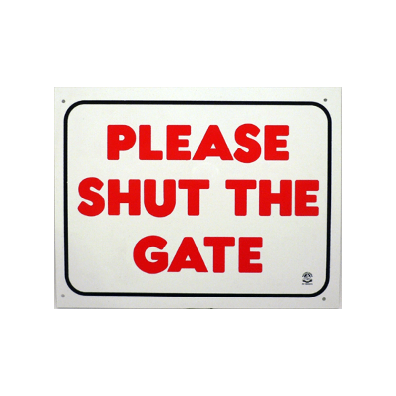Plaque 'Please Shut The Gate' for Rabbits and Guinea Pigs NZ